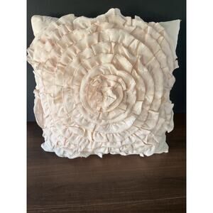 Cottagecore Throw Pillow Vintage Rose Flower Ruffle Soft Pink Peach Vintage